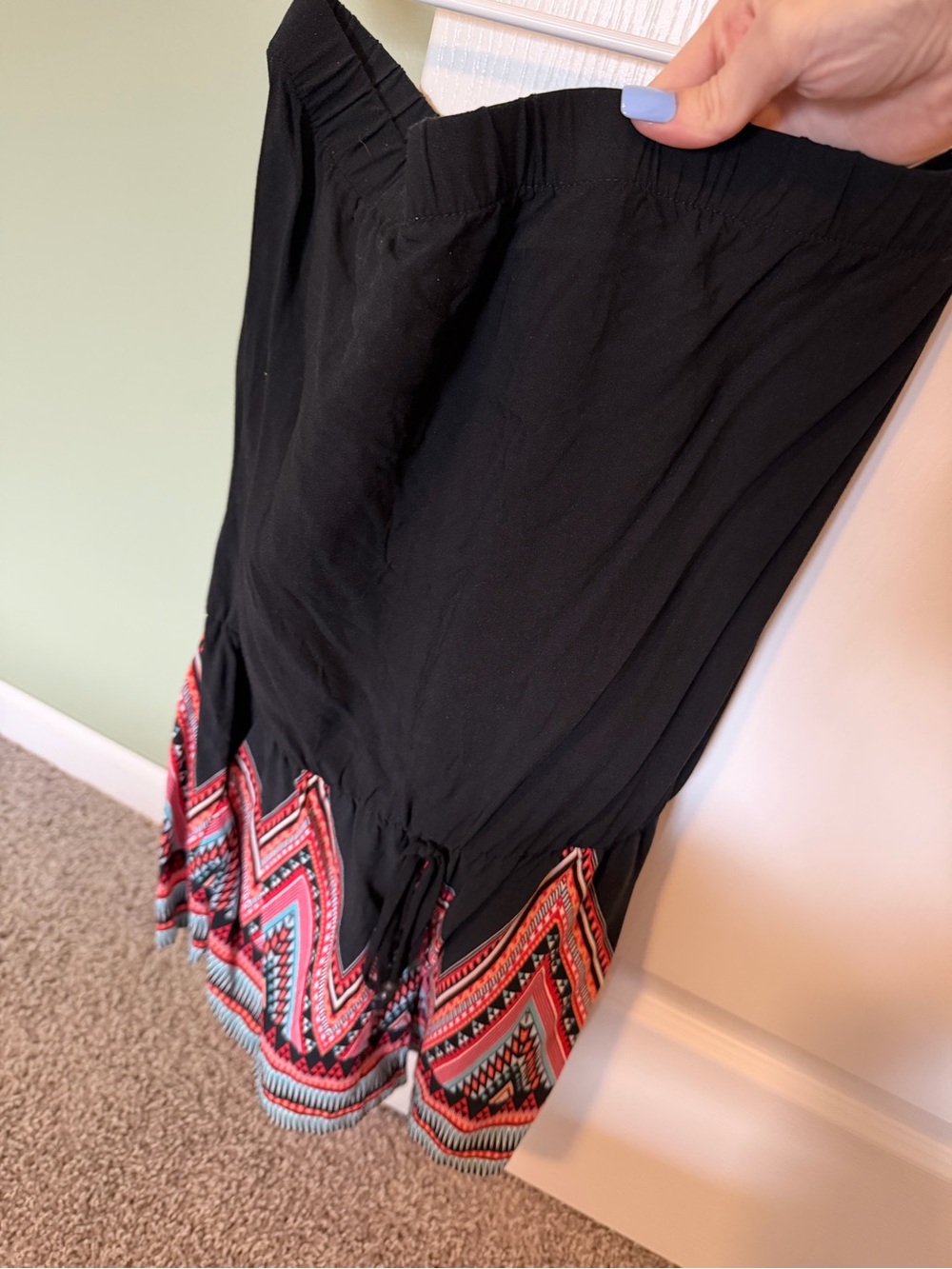 Socialite Black Strapless Romper with Pink & Blue Aztec Trim